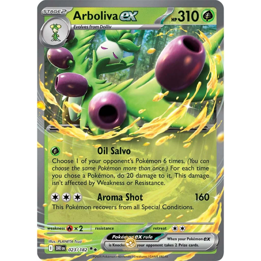 [ENG] Pokemon SV10 Destined Rivals: 023/182 Arboliva ex [Grass] [RR - Double Rare] (Foil)