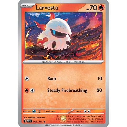 [ENG] Pokemon SV08 Surging Sparks: 024/191 Larvesta [Fire] [C - Common] (Non-foil)