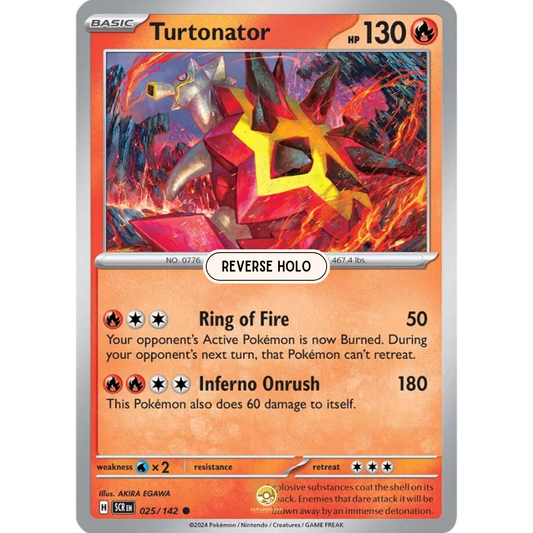 [ENG] Pokemon SV07 Stellar Crown: 025/142 Turtonator [Fire] [C - Common] (Reverse Holo)