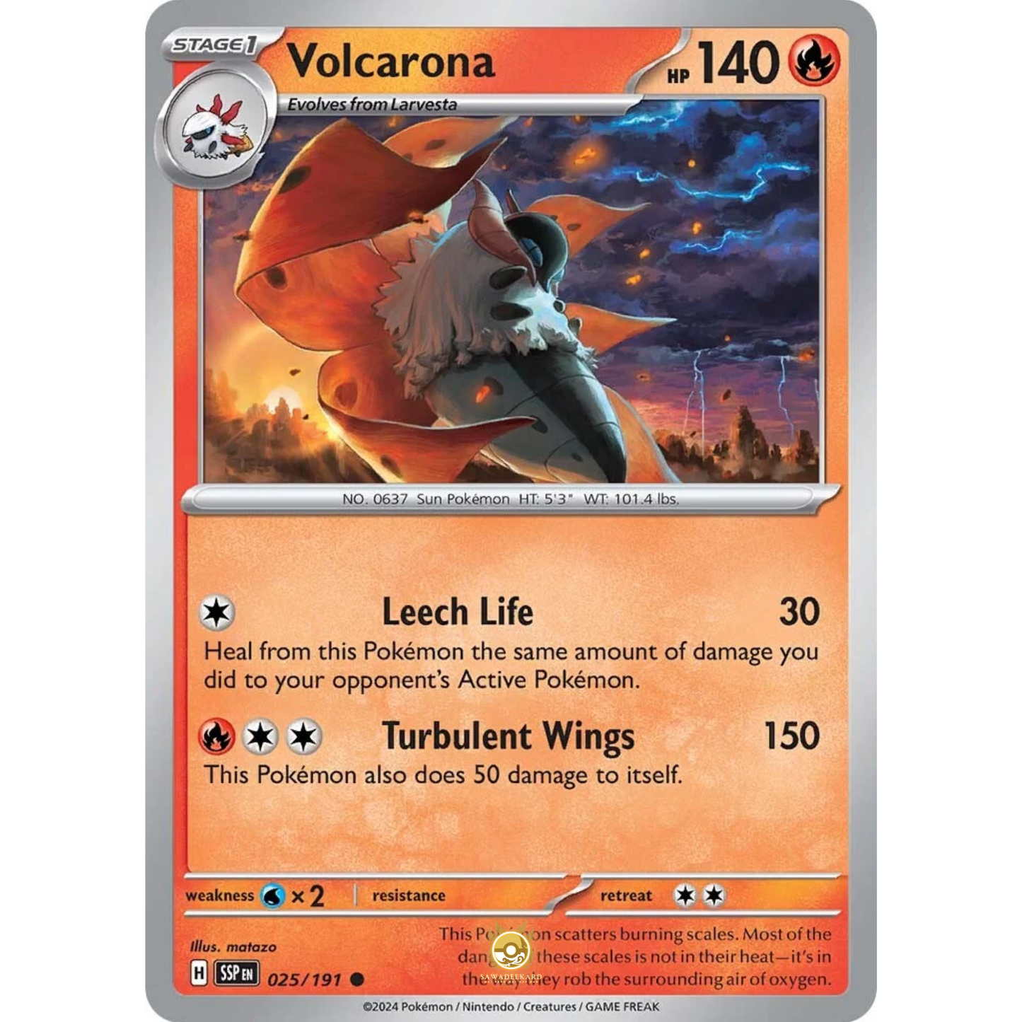 [ENG] Pokemon SV08 Surging Sparks: 025/191 Volcarona [Fire] [C - Common] (Non-foil)