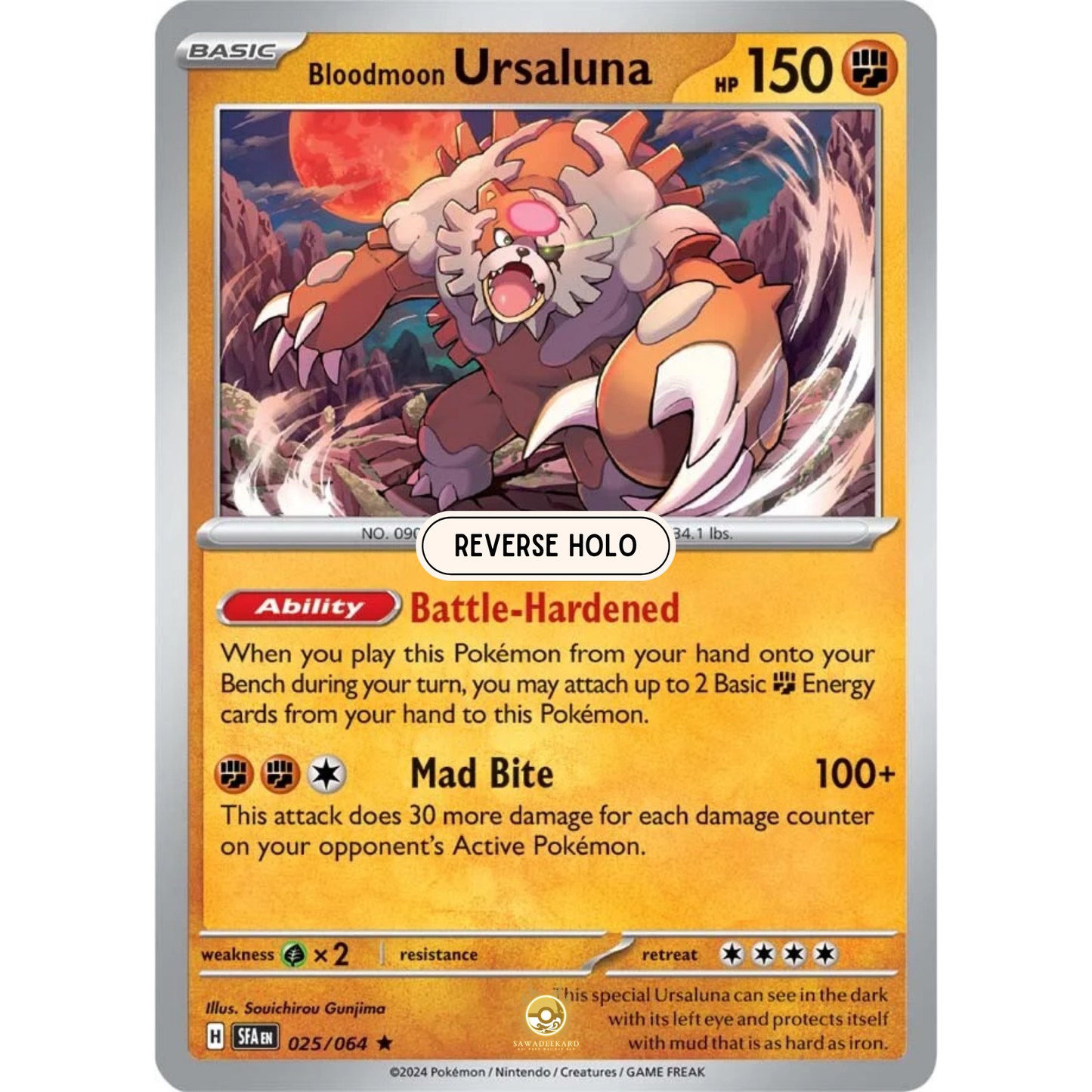 [ENG] Pokemon SV6.5 Shrouded Fable: 025/064 Bloodmoon Ursaluna [Fighting] [R - Rare] (Reverse Holo)