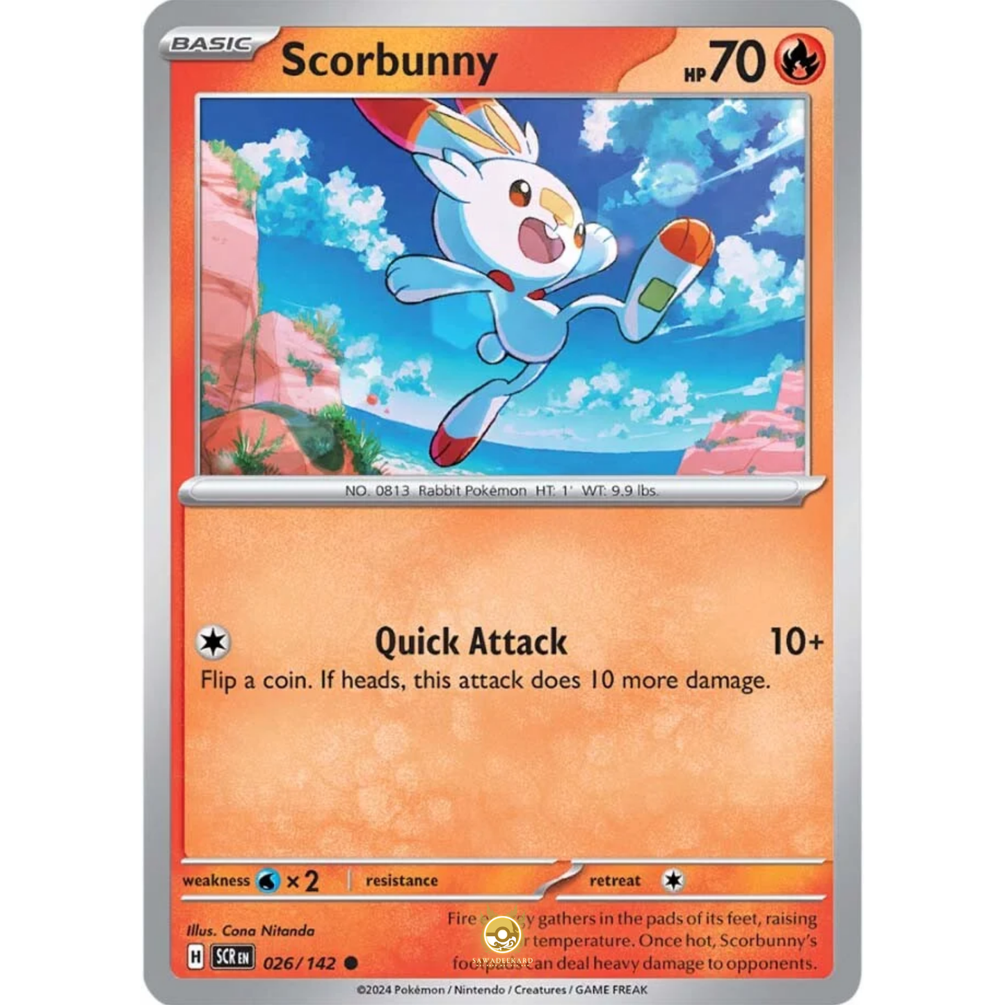 [ENG] Pokemon SV07 Stellar Crown: 026/142 Scorbunny [Fire] [C - Common] (Non-foil)