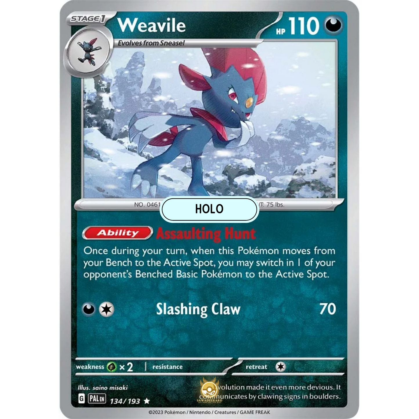 [ENG] SV02 Paldea Evolved: 134/193 Weavile R (Foil)