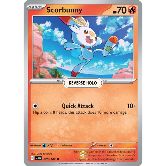 [ENG] Pokemon SV07 Stellar Crown: 026/142 Scorbunny [Fire] [C - Common] (Reverse Holo)