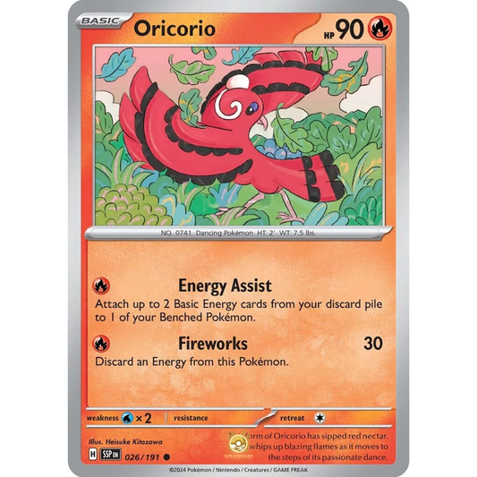 [ENG] Pokemon SV08 Surging Sparks: 026/191 Oricorio [Fire] [C - Common] (Non-foil)