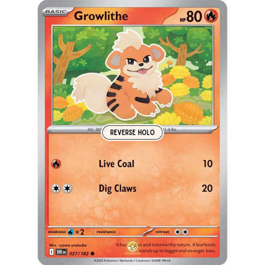 [ENG] Pokemon SV10 Destined Rivals: 027/182 Growlithe [Fire] [C - Common] (Reverse Holo)