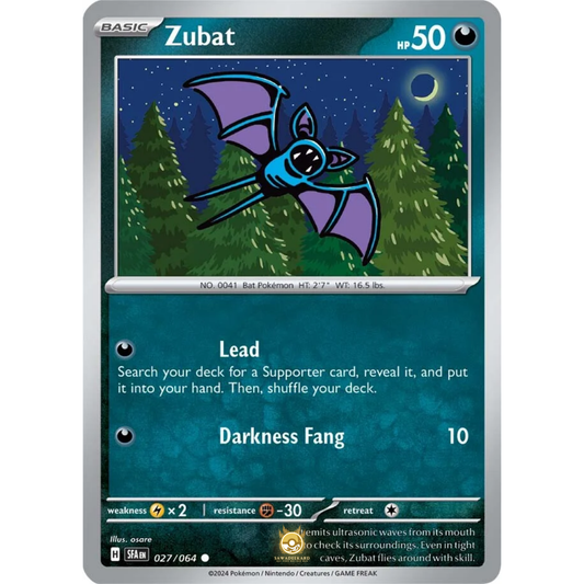 [ENG] Pokemon SV6.5 Shrouded Fable: 027/064 Zubat [Darkness] [C - Common] (Non-foil)