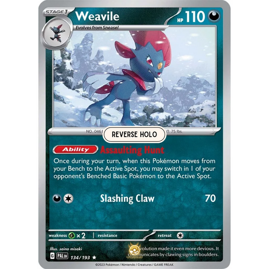 [ENG] SV02 Paldea Evolved: 134/193 Weavile R (Reverse Holo)