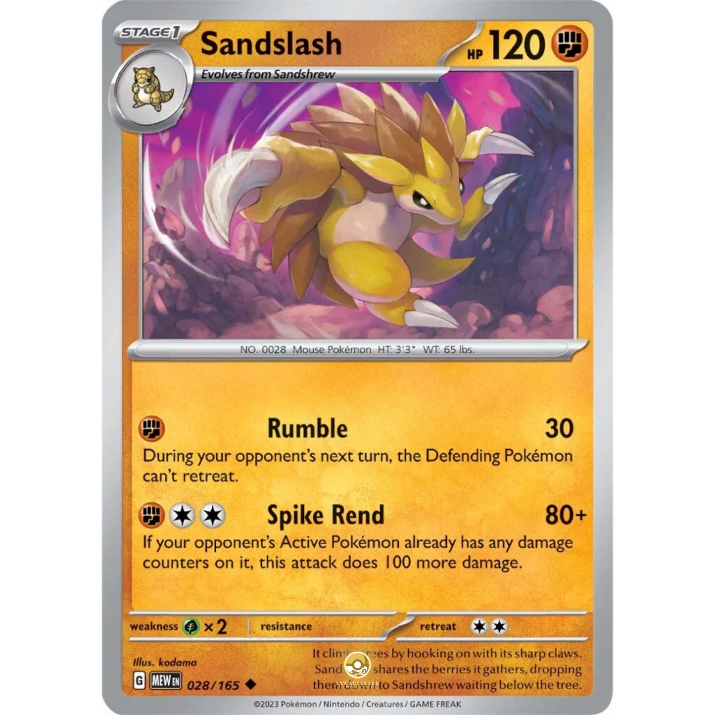 [ENG]	SV3.5	151:	028/165	Sandslash	U	(Non-Foil)