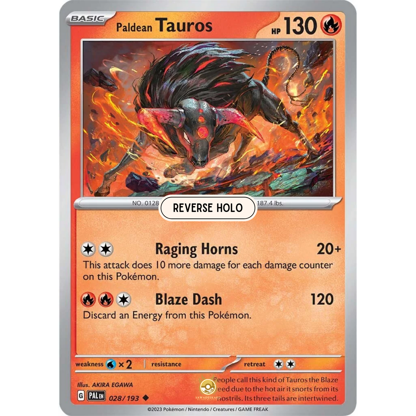 [ENG] SV02 Paldea Evolved: 028/193 Paldean Tauros U (Reverse Holo)