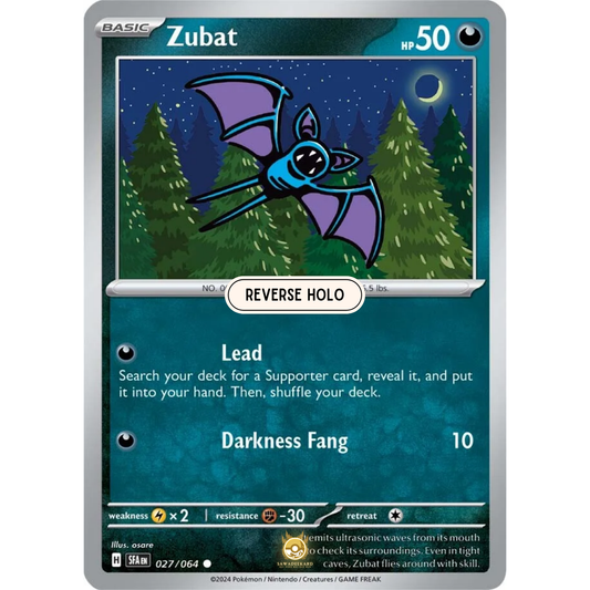 [ENG] Pokemon SV6.5 Shrouded Fable: 027/064 Zubat [Darkness] [C - Common] (Reverse Holo)