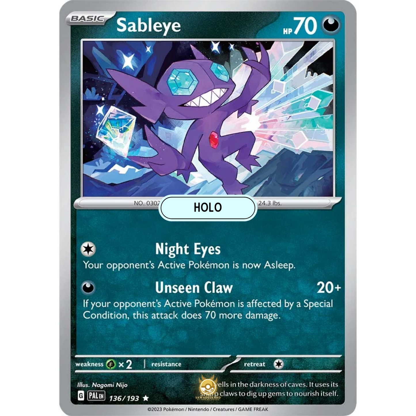 [ENG] SV02 Paldea Evolved: 136/193 Sableye R (Foil)