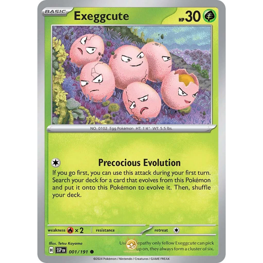 [ENG] Pokemon SV08 Surging Sparks: 001/191 Exeggcute [Grass] [C - Common] (Non-foil)
