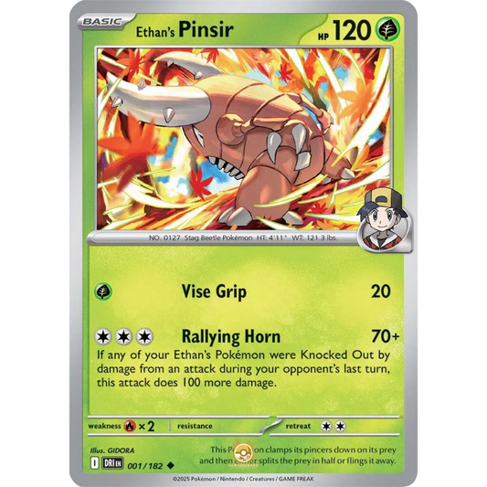 [ENG] Pokemon SV10 Destined Rivals: 001/182 Ethan's Pinsir [Grass] [U - Uncommon] (Non-foil)