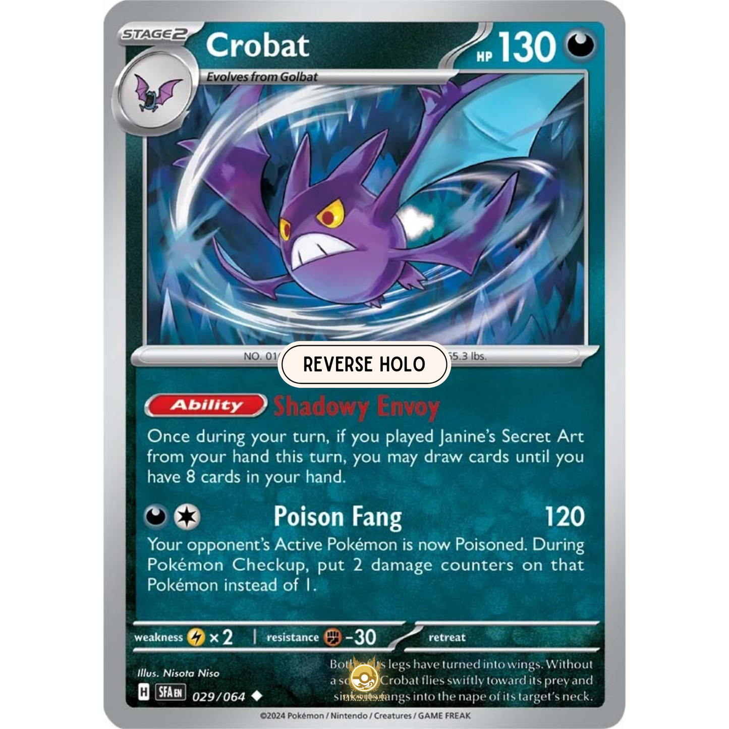 [ENG] Pokemon SV6.5 Shrouded Fable: 029/064 Crobat [Darkness] [U - Uncommon] (Reverse Holo)