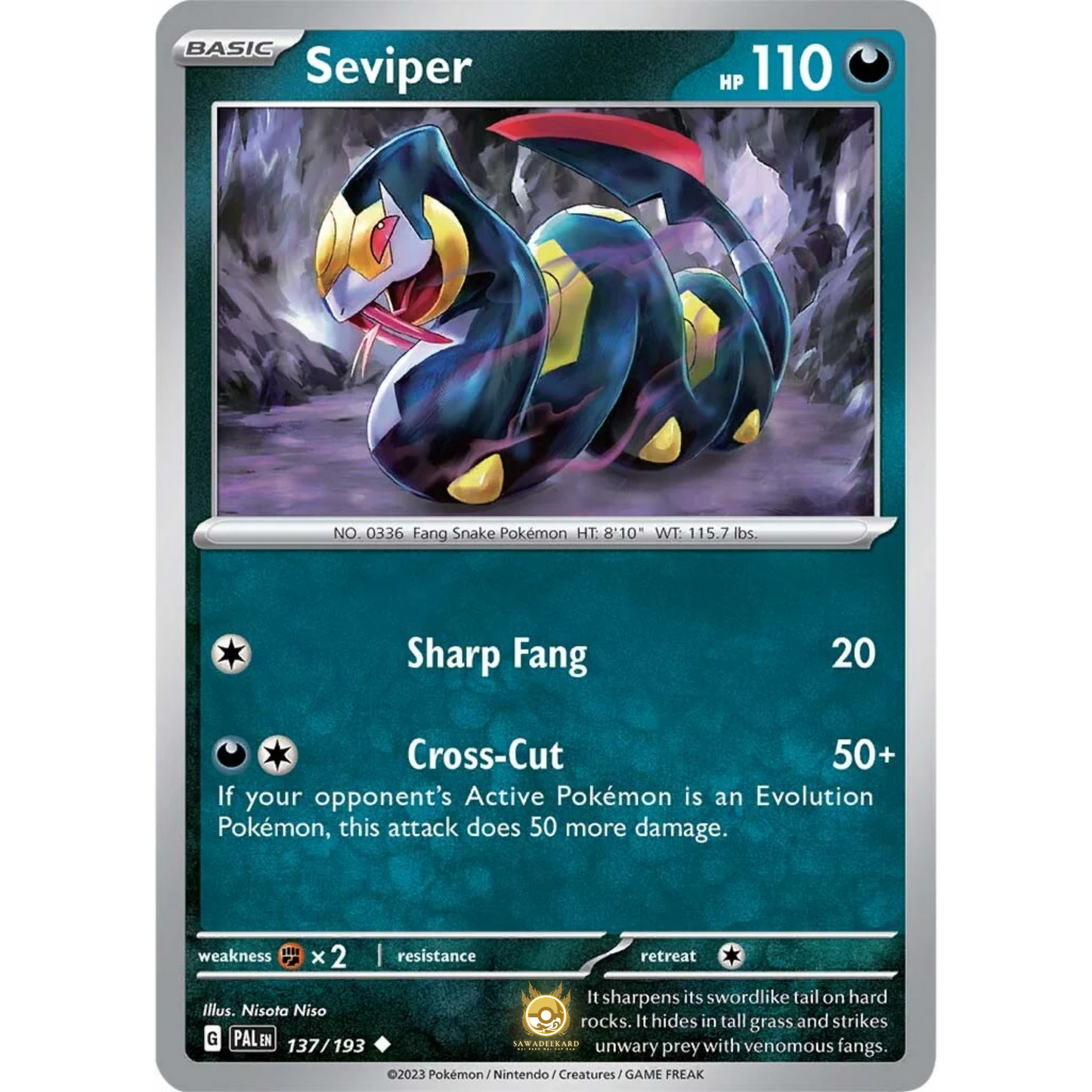 [ENG] SV02 Paldea Evolved: 137/193 Seviper U (Non-Foil)