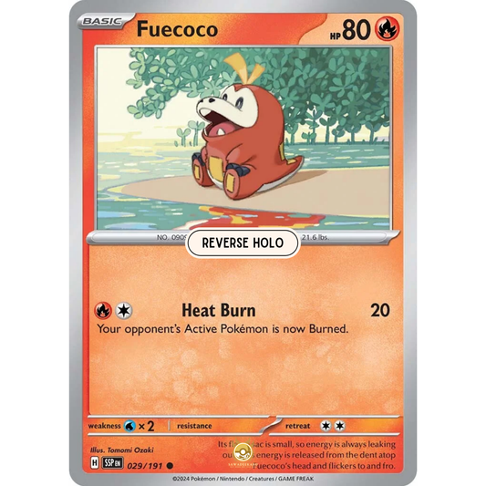 [ENG] Pokemon SV08 Surging Sparks: 029/191 Fuecoco [Fire] [C - Common] (Reverse Holo)