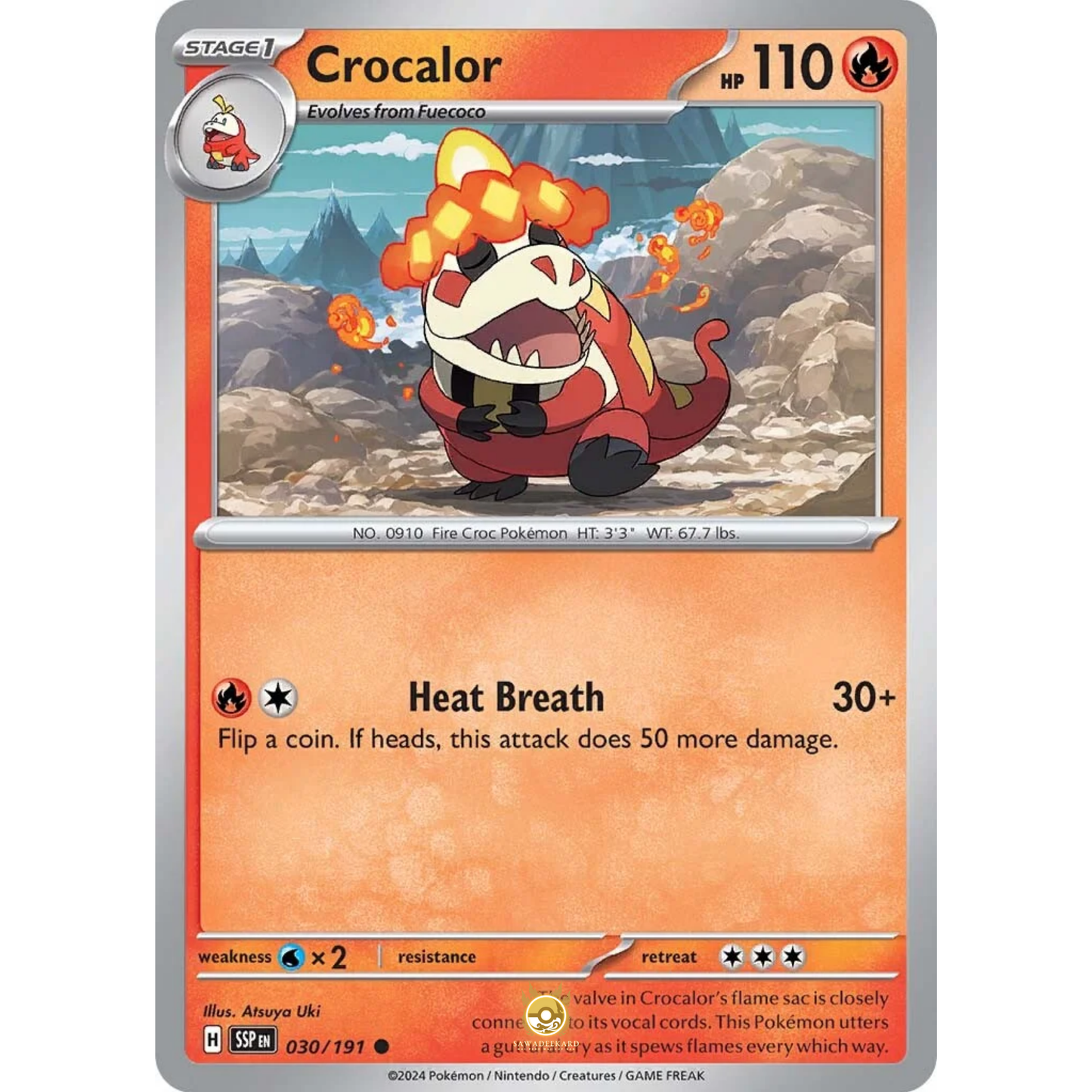 [ENG] Pokemon SV08 Surging Sparks: 030/191 Crocalor [Fire] [C - Common] (Non-foil)