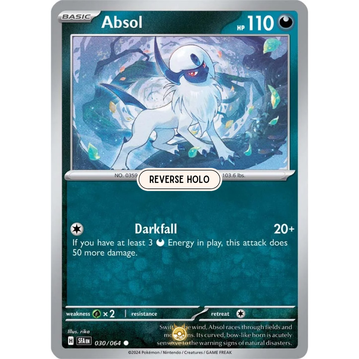 [ENG] Pokemon SV6.5 Shrouded Fable: 030/064 Absol [Darkness] [C - Common] (Reverse Holo)