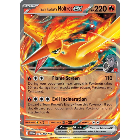 [ENG] Pokemon SV10 Destined Rivals: 031/182 Team Rocket's Moltres ex [Fire] [RR - Double Rare] (Foil)