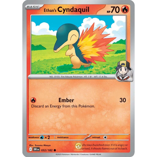 [ENG] Pokemon SV10 Destined Rivals: 032/182 Ethan's Cyndaquil [Fire] [C - Common] (Non-foil)
