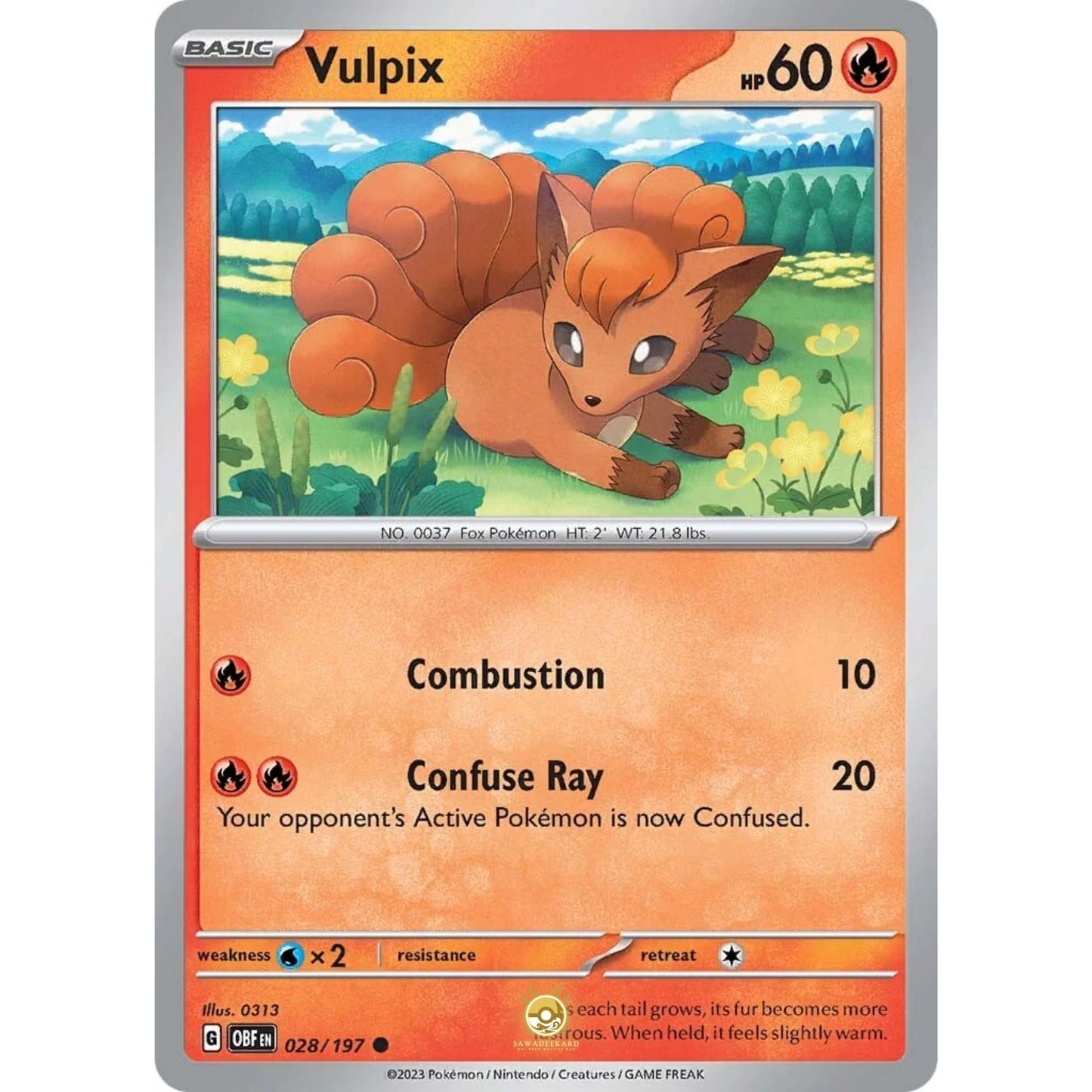 [ENG]	SV03	Obsidian Flames:	028/197	Vulpix	C	(Non-Foil)