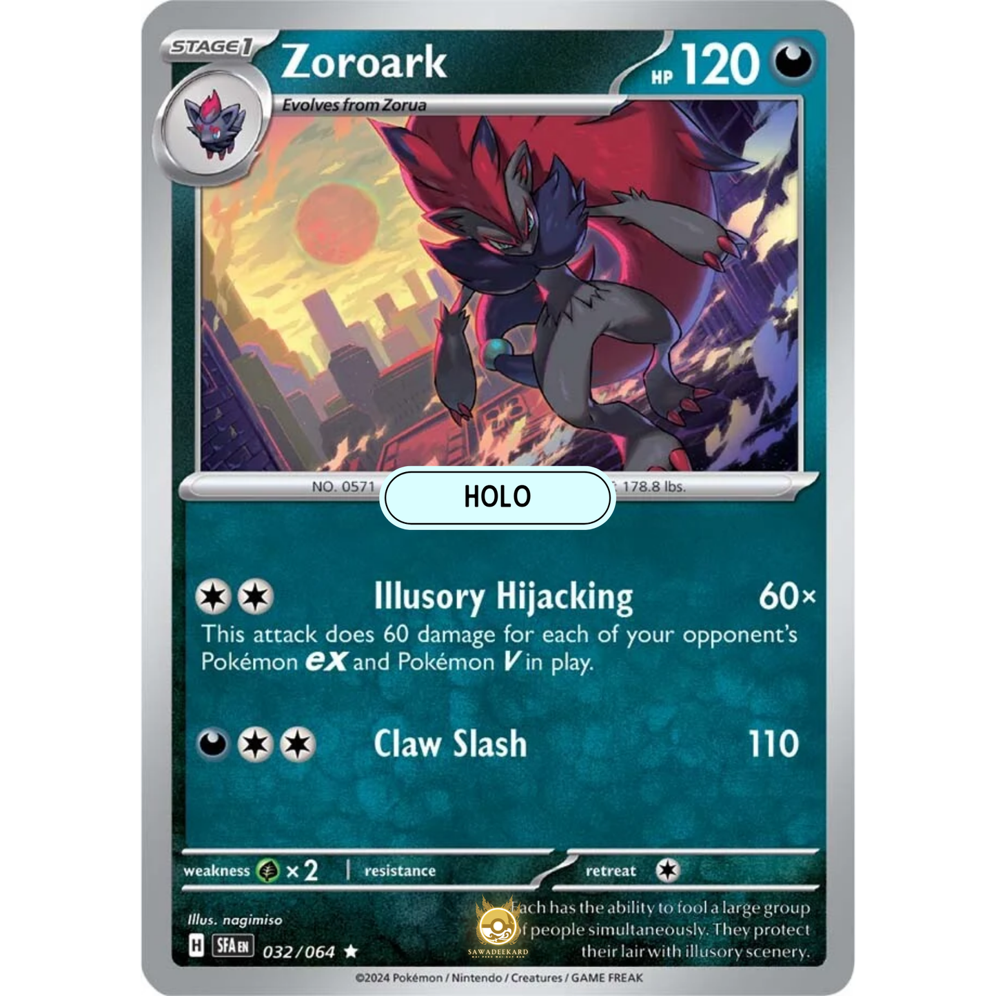 [ENG] Pokemon SV6.5 Shrouded Fable: 032/064 Zoroark [Darkness] [R - Rare] (Foil)