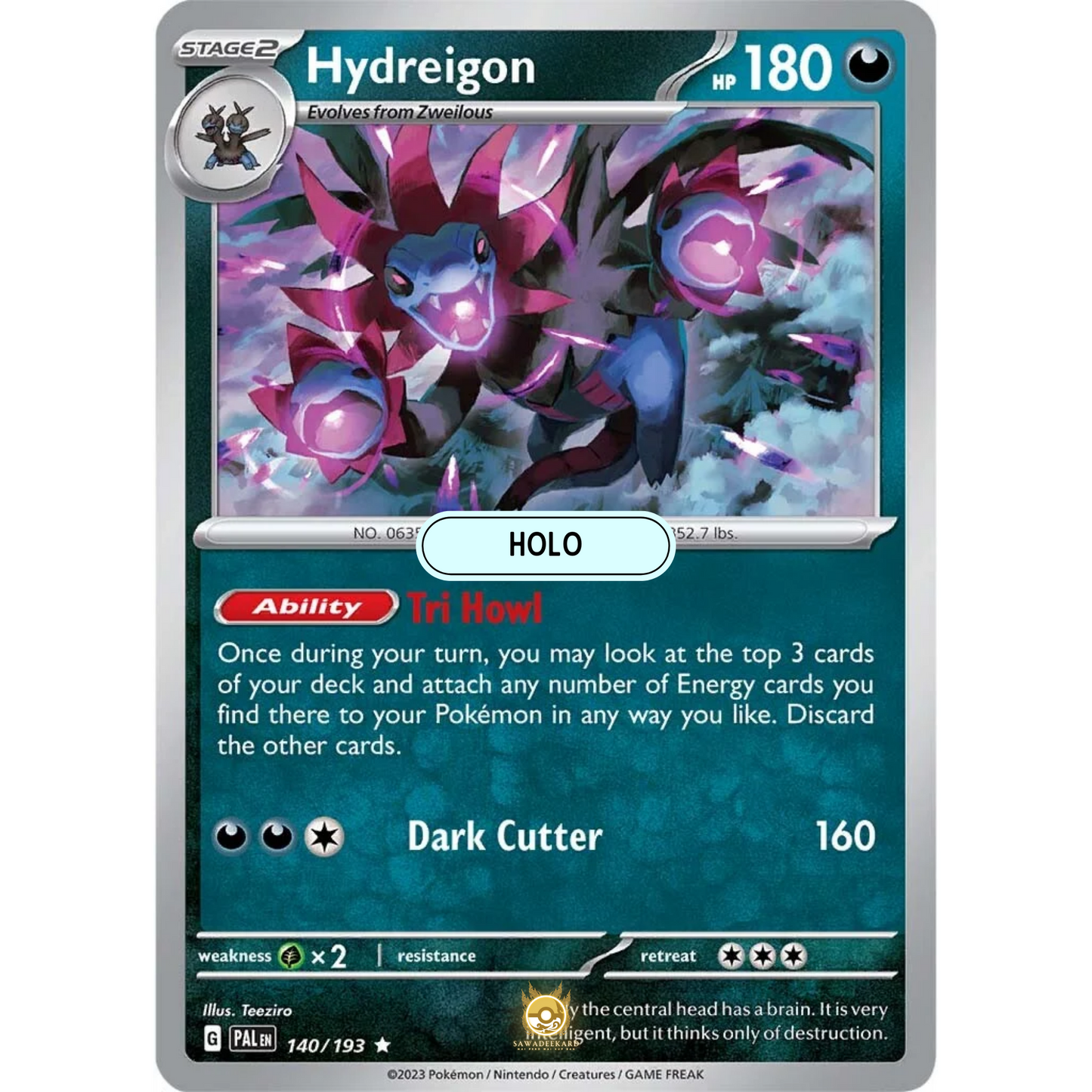 [ENG] SV02 Paldea Evolved: 140/193 Hydreigon R (Foil)