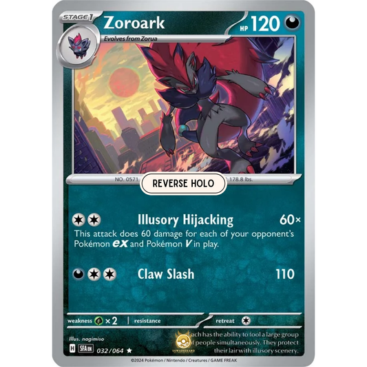 [ENG] Pokemon SV6.5 Shrouded Fable: 032/064 Zoroark [Darkness] [R - Rare] (Reverse Holo)