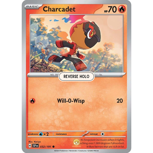 [ENG] Pokemon SV08 Surging Sparks: 032/191 Charcadet [Fire] [C - Common] (Reverse Holo)