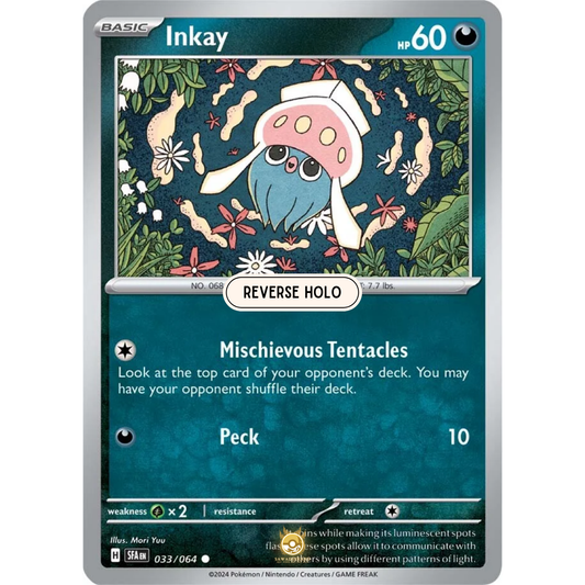 [ENG] Pokemon SV6.5 Shrouded Fable: 033/064 Inkay [Darkness] [C - Common] (Reverse Holo)