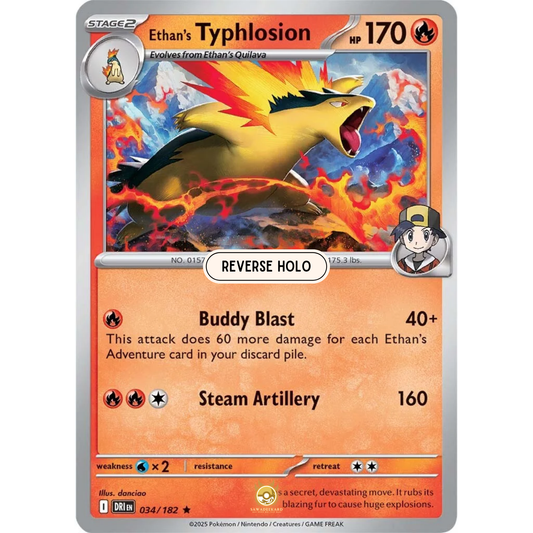 [ENG] Pokemon SV10 Destined Rivals: 034/182 Ethan's Typhlosion [Fire] [R - Rare] (Reverse Holo)