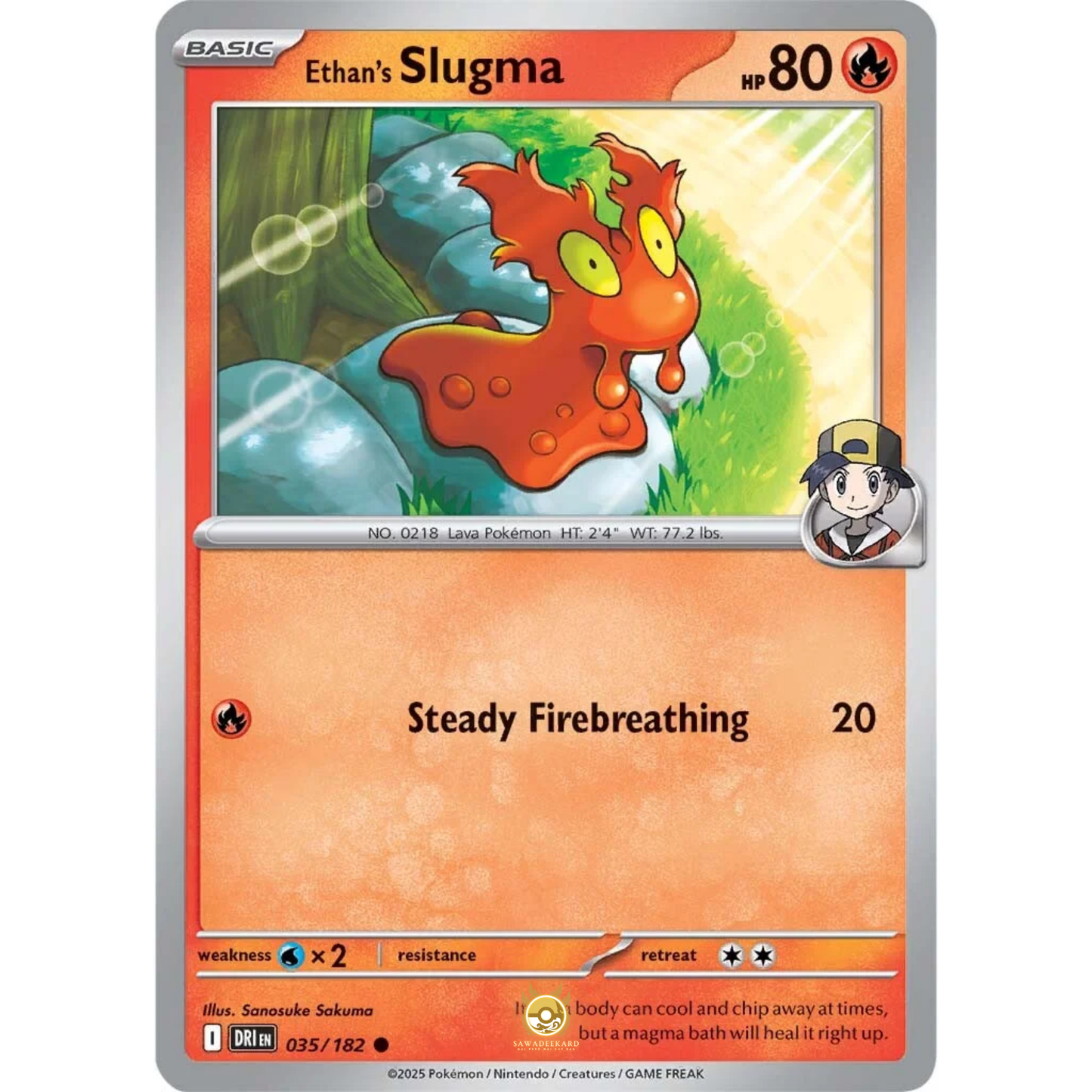 [ENG] Pokemon SV10 Destined Rivals: 035/182 Ethan's Slugma [Fire] [C - Common] (Non-foil)