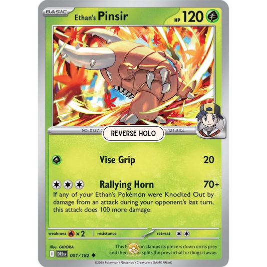[ENG] Pokemon SV10 Destined Rivals: 001/182 Ethan's Pinsir [Grass] [U - Uncommon] (Reverse Holo)