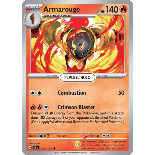 [ENG] Pokemon SV08 Surging Sparks: 034/191 Armarouge [Fire] [U - Uncommon] (Reverse Holo)