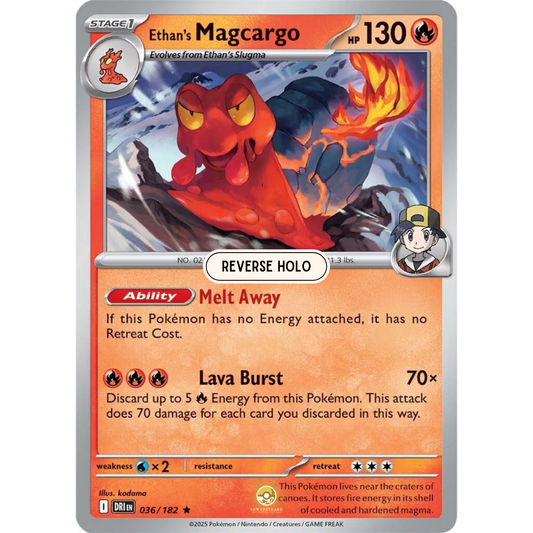 [ENG] Pokemon SV10 Destined Rivals: 036/182 Ethan's Magcargo [Fire] [R - Rare] (Reverse Holo)
