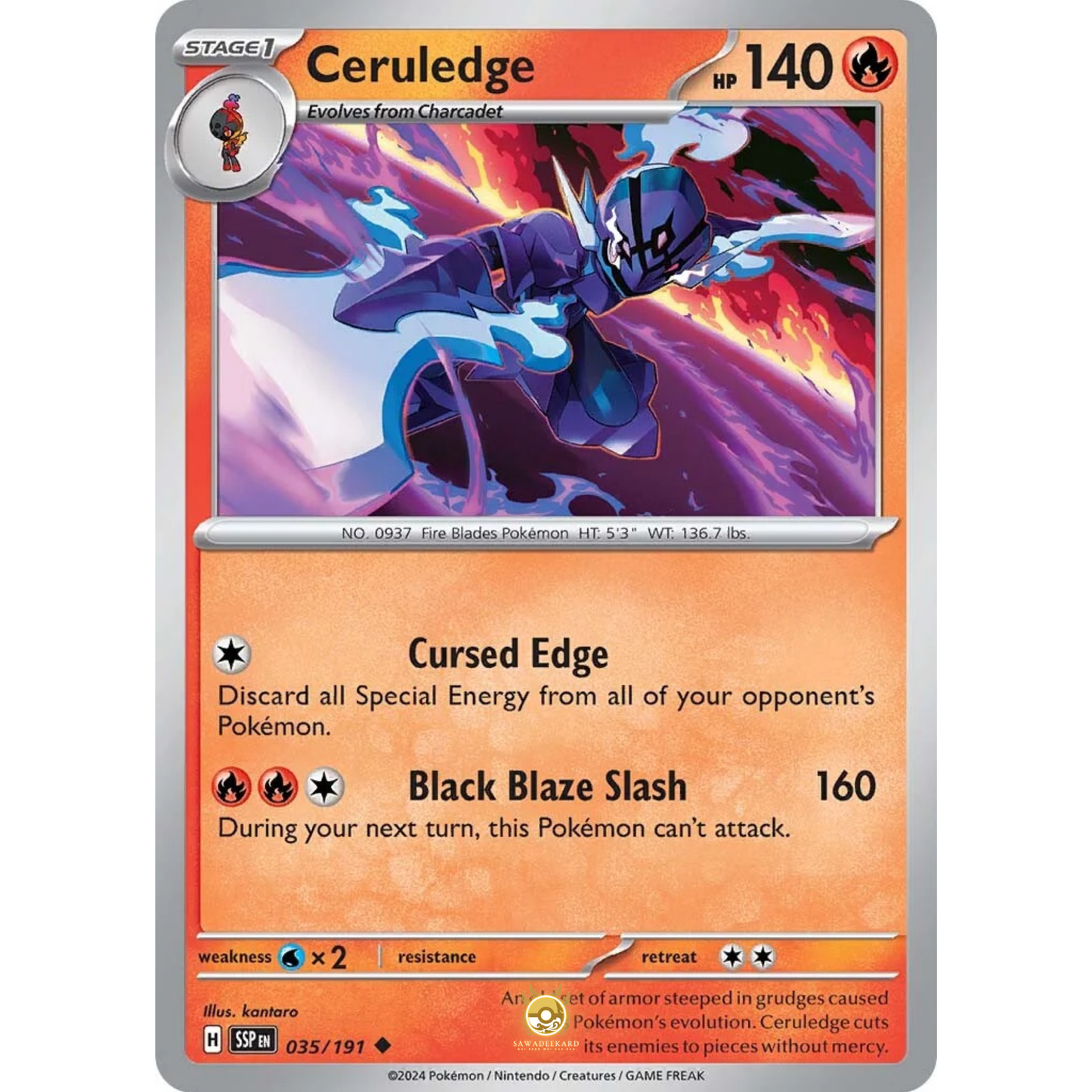 [ENG] Pokemon SV08 Surging Sparks: 035/191 Ceruledge [Fire] [U - Uncommon] (Non-foil)