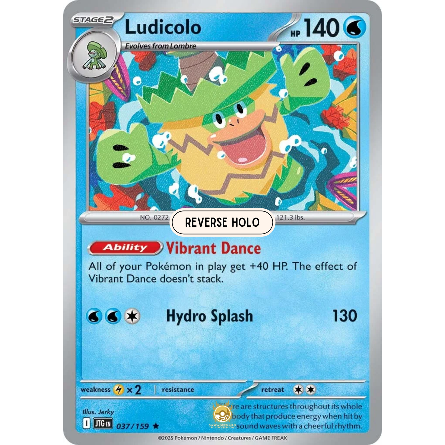 [ENG] Pokemon SV09 Journey Together: 037/159 Ludicolo [Water] [R - Rare] (Reverse Holo)