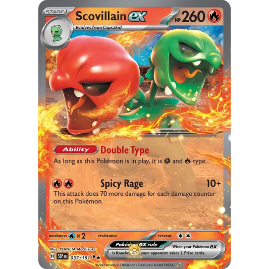 [ENG] Pokemon SV08 Surging Sparks: 037/191 Scovillain ex [Fire] [RR - Double Rare] (Foil)