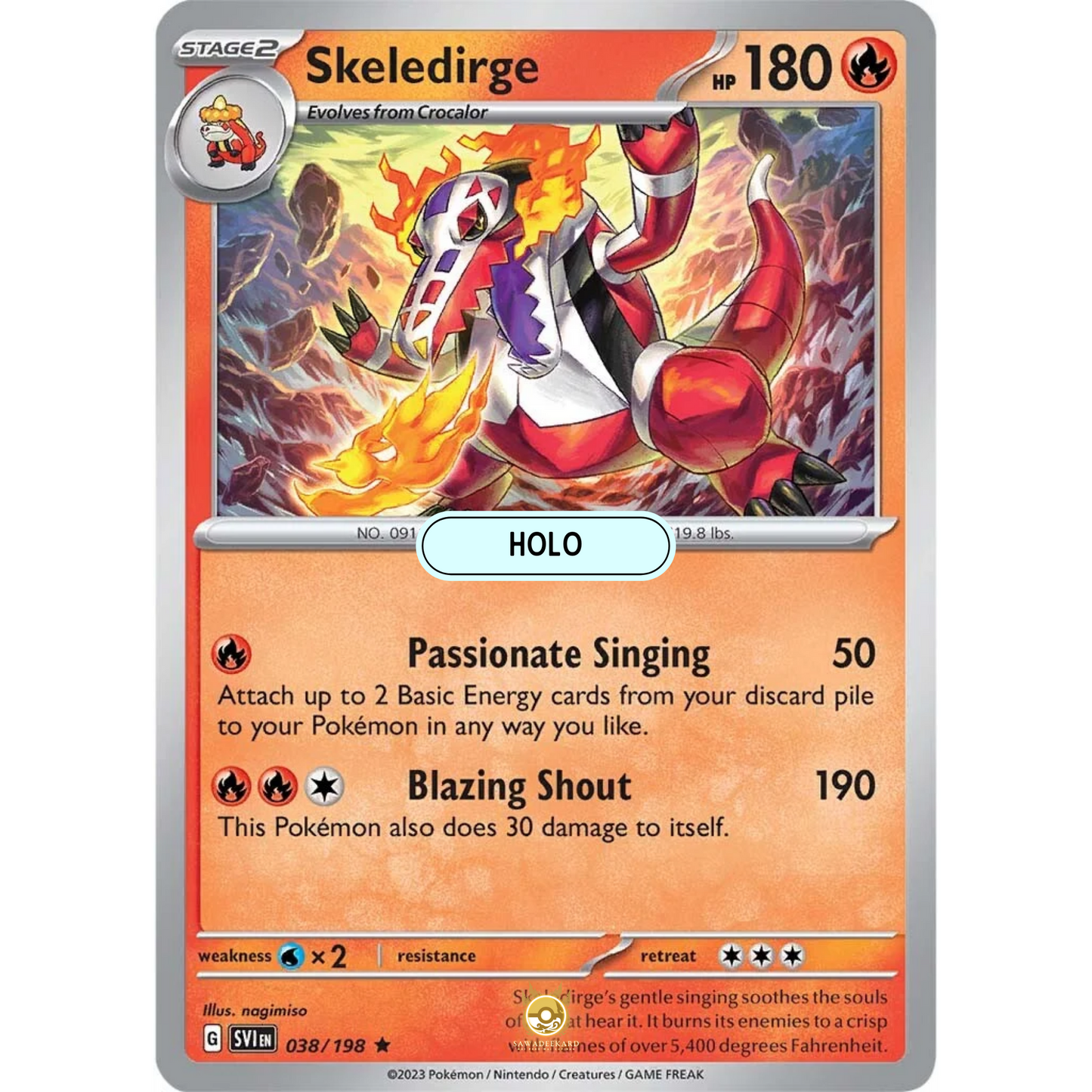 [ENG] SV01 Scarlet Violet Base Set: 038/198 Skeledirge R (Foil)