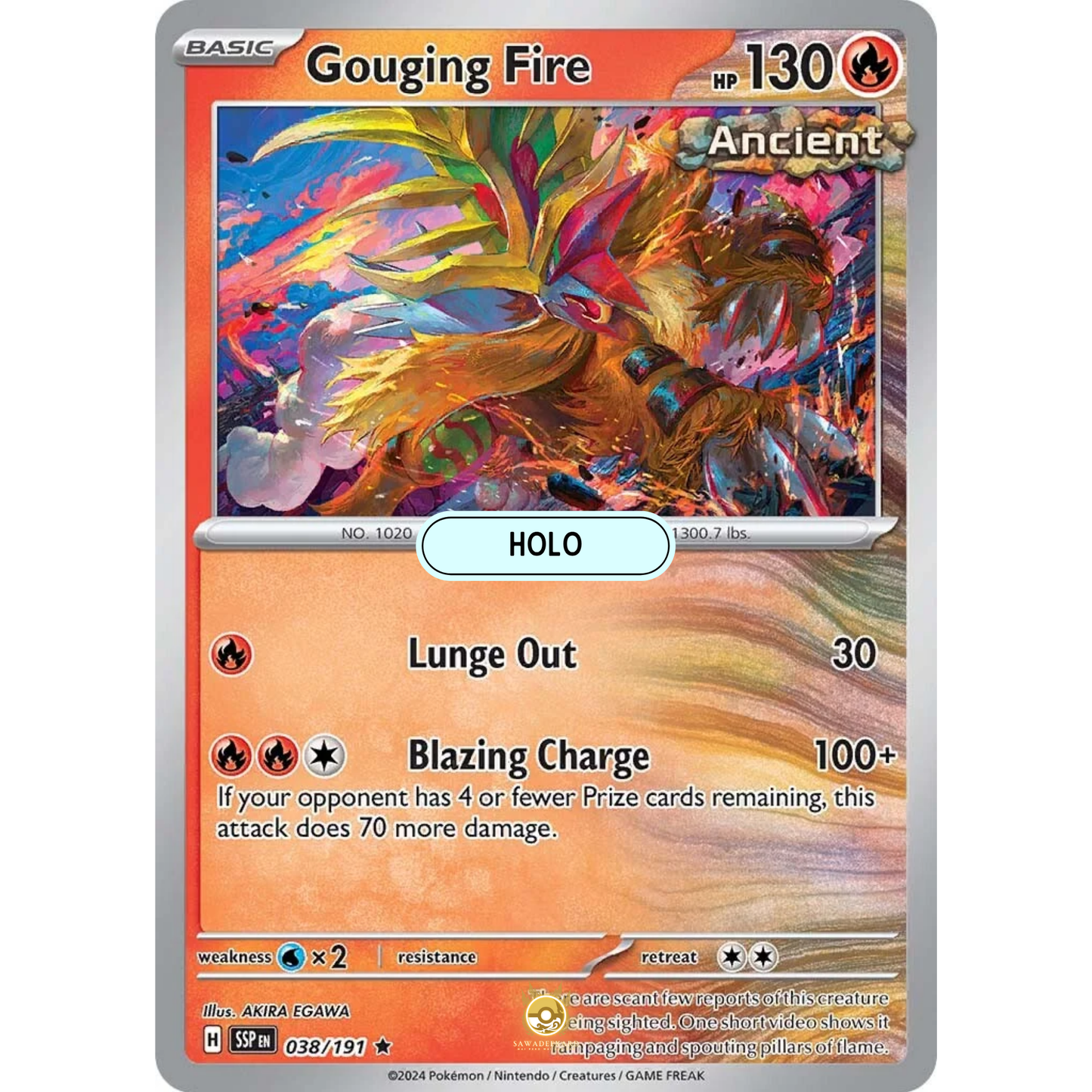 [ENG] Pokemon SV08 Surging Sparks: 038/191 Gouging Fire [Fire] [R - Rare] (Foil)