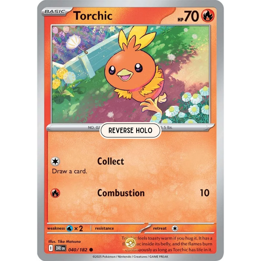 [ENG] Pokemon SV10 Destined Rivals: 040/182 Torchic [Fire] [C - Common] (Reverse Holo)