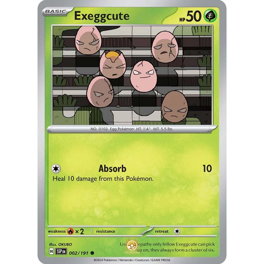 [ENG] Pokemon SV08 Surging Sparks: 002/191 Exeggcute [Grass] [C - Common] (Non-foil)