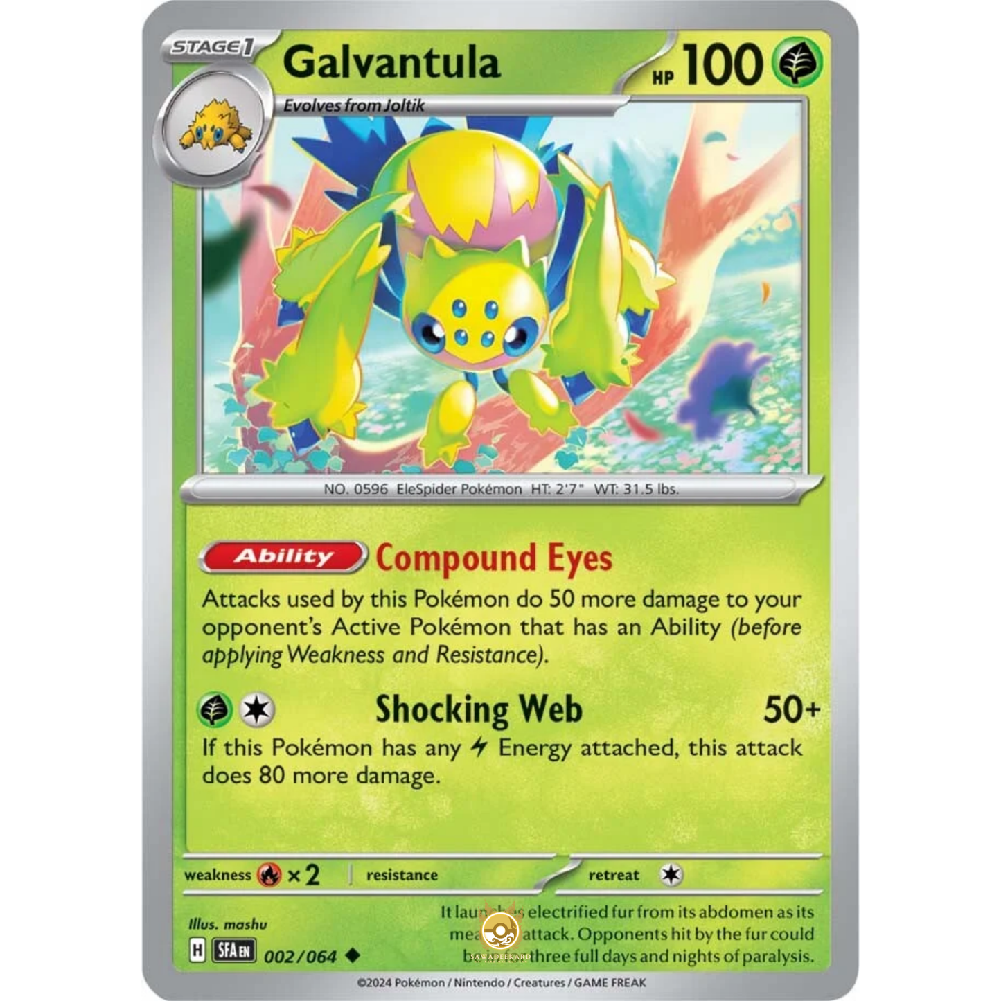 [ENG] Pokemon SV6.5 Shrouded Fable: 002/064 Galvantula [Grass] [U - Uncommon] (Non-foil)