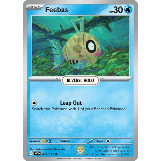 [ENG] Pokemon SV08 Surging Sparks: 041/191 Feebas [Water] [C - Common] (Reverse Holo)