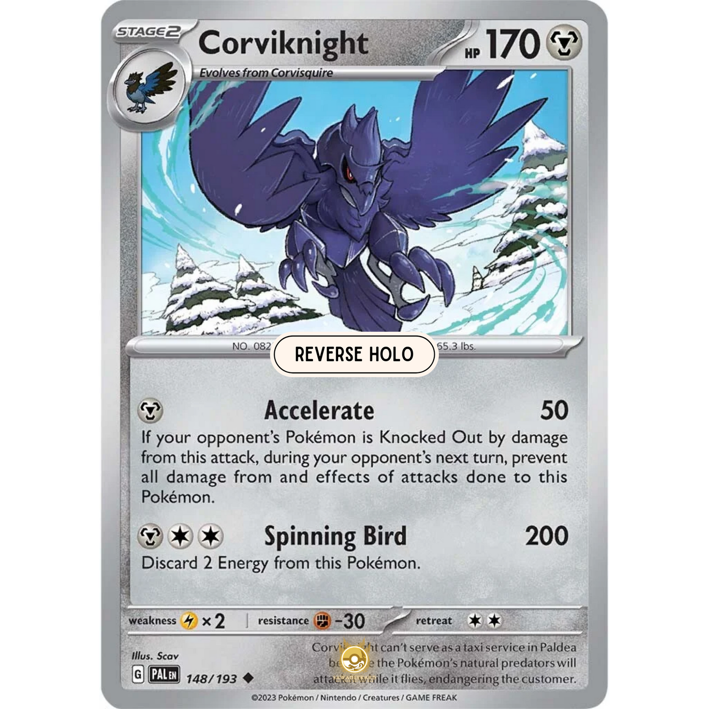 [ENG] SV02 Paldea Evolved: 148/193 Corviknight U (Reverse Holo)