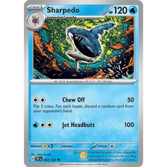 [ENG]	SV05	Temporal Forces:	043/162	Sharpedo	[Water]	[U - Uncommon]	(Non-Foil)