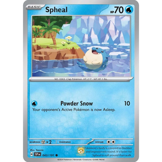 [ENG] Pokemon SV08 Surging Sparks: 043/191 Spheal [Water] [C - Common] (Non-foil)