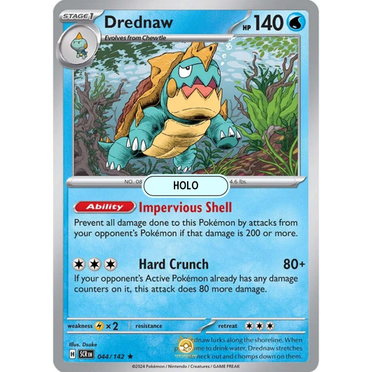 [ENG] Pokemon SV07 Stellar Crown: 044/142 Drednaw [Water] [R - Rare] (Foil)
