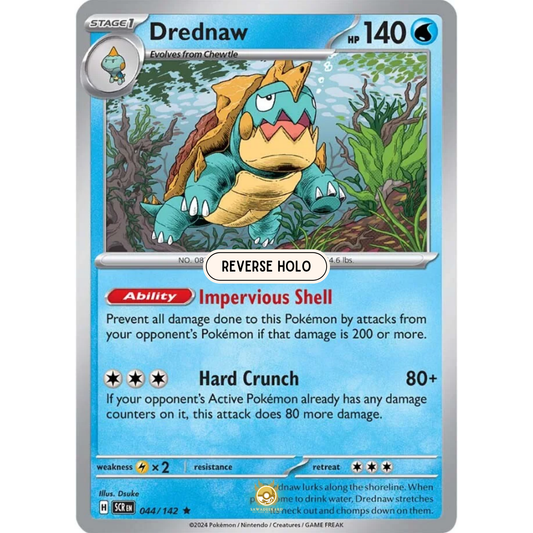 [ENG] Pokemon SV07 Stellar Crown: 044/142 Drednaw [Water] [R - Rare] (Reverse Holo)